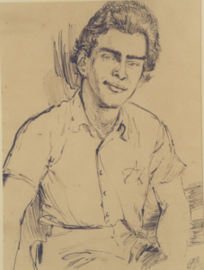A 1943 portrait of Edgar Krasa drawn by Leo Haas in Theresienstadt. Photo credit: U.S. Holocaust Memorial Museum, courtesy of Edgar and Hana Krasa